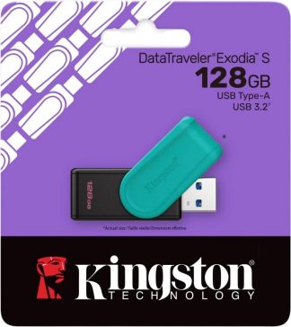 USB флеш накопитель_128 Gb Kingston DT Exodia S черный, бирюзовый / DTXS/128GB / USB 3.2