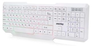 Клавиатура проводная Smartbuy ONE 333 USB белая с подсветкой /  SBK-333U-W