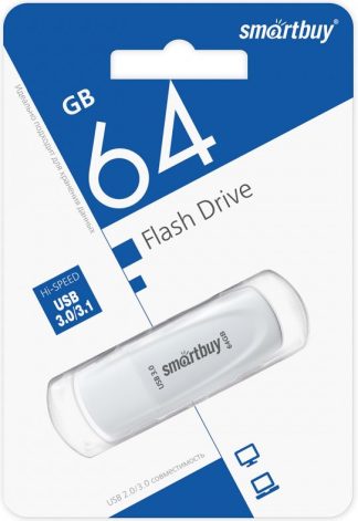 USB флеш накопитель 64 Gb SmartBuy Scout White USB 3.0 SB064GB3SCW
