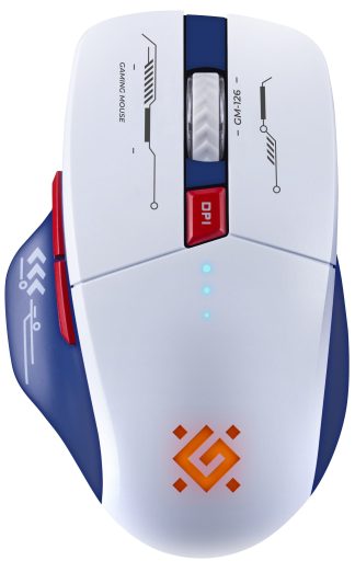 Мышь игровая беспроводная Defender Tisa GM-126 бел+син 1600 dpi/ радужн.подсветка/встроенный аккумул.
