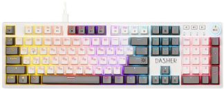 Клавиатура игровая механическая Defender Dasher GK-472 RU бел-серый 104 кл./ переключатели YH red  / радужн. подсветка