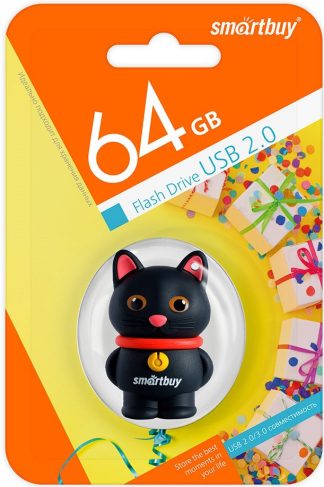 USB флеш накопитель 64 Gb SmartBuy Wild series КотенокЧерный SB64GBCatK