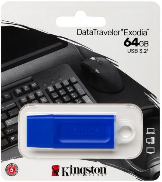USB флеш накопитель 64 Gb Kingston DT Exodia Blue KC-U2G64-7GB / USB 3.2 / белое кольцо