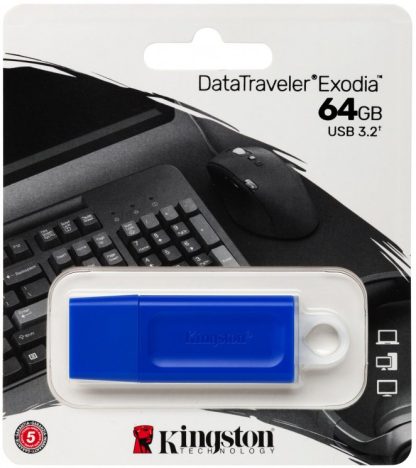 USB флеш накопитель 64 Gb Kingston DT Exodia Blue KC-U2G64-7GB / USB 3.2 / белое кольцо