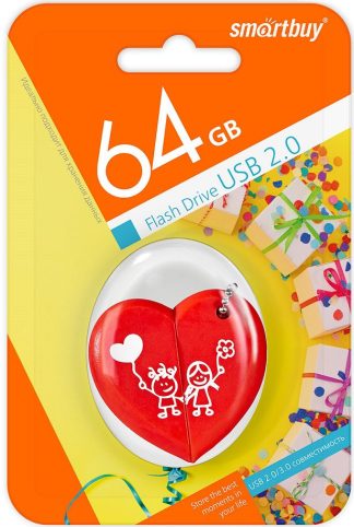 USB флеш накопитель 64 Gb SmartBuy Wild series Сердце SB64GBHeart