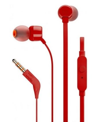 Наушники JBL T110 Red вкладыши вакуумные с микрофоном