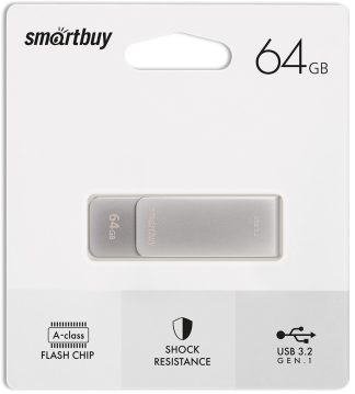 USB флеш накопитель 64 Gb SmartBuy M1 Metal Grey металл, поворотная  3.0/3.2 Gen.1 SB064GM1G