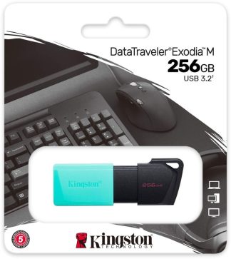 USB флеш накопитель_256 Gb Kingston DT Exodia M черный/бирюз DTXM/256GB