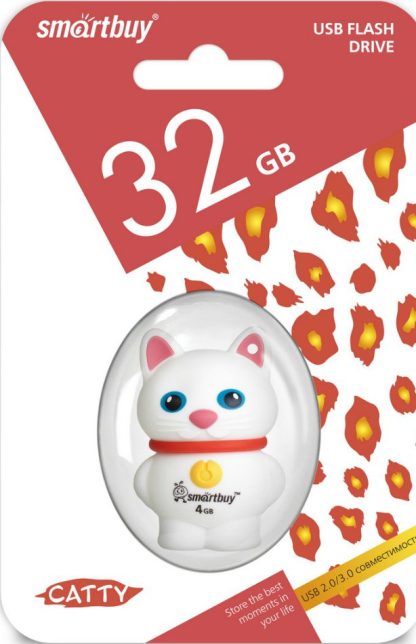 USB флеш накопитель 32 Gb SmartBuy Wild series КотенокБелый SB32GBCatW