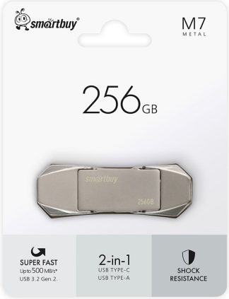USB флеш накопитель_256 Gb SmartBuy M7 Dual Type-C/Type-A, USB 3.2 Gen.2, 500MB/s (SB256GBM7)