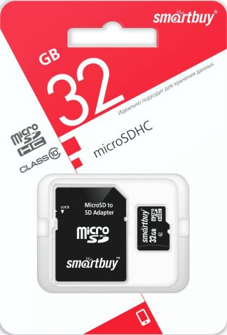 Карта памяти MicroSDHC 32 Gb SmartBuy class 10 LE SB32GBSDCL10-01LE