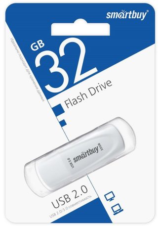 USB флеш накопитель 32 Gb SmartBuy Scout White USB 3.0 SB032GB3SCW