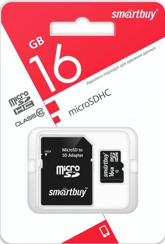 Карта памяти MicroSDHC 16 Gb SmartBuy class 10 LE SB16GBSDCL10-01LE