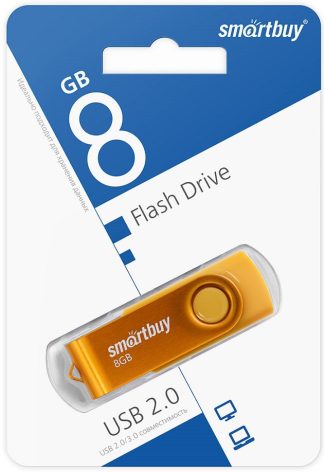 USB флеш накопитель  8 Gb SmartBuy Twist Yellow пластик-металл/поворотная/ SB008GB2TWY