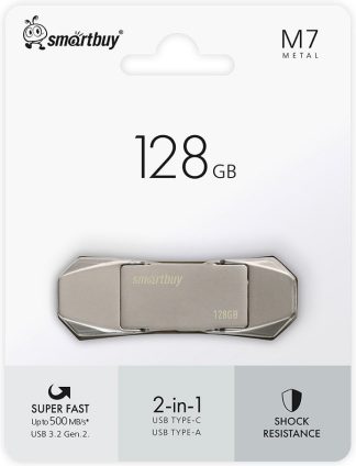 USB флеш накопитель_128 Gb SmartBuy M7 Dual Type-C/Type-A, USB 3.2 Gen.2, 500MB/s (SB128GBM7)