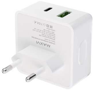 З/У Maxvi (CHL-603PD) USB A + USB-C, 6A, 30Вт, QC 3.0 белое