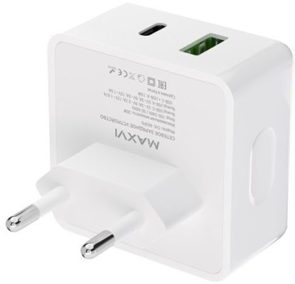 З/У Maxvi (CHL-603PD) USB A + USB-C, 6A, 30Вт, QC 3.0 белое