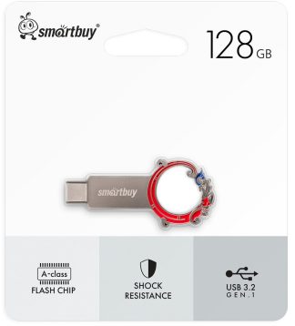USB флеш накопитель_128 Gb SmartBuy Metal Snake 3.0/3.1 /  USB;USB Type-C/ поворотный/металл / SB128GB3MSN