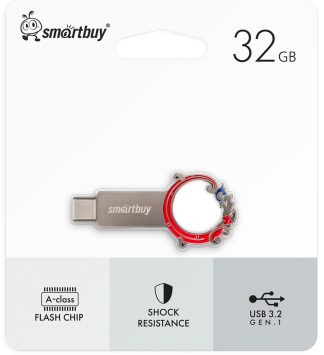 USB флеш накопитель 32 Gb SmartBuy Metal Snake 3.0/3.1 / USB;USB Type-C/ поворотный/ металл / SB32GB3MSN