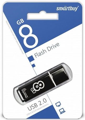 USB флеш накопитель  8 Gb SmartBuy Glossy Black SB8GBGS-K