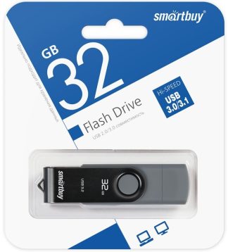 USB флеш накопитель 32 Gb SmartBuy Twist Dual Black Type-C/Type-A /пласт-металл/повор./SB032GB3DUOTWK