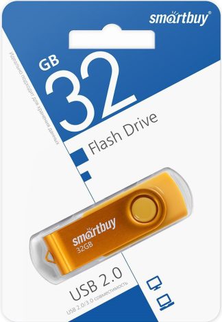 USB флеш накопитель 32 Gb SmartBuy Twist Yellow пластик-металл/поворотная/ SB032GB2TWY