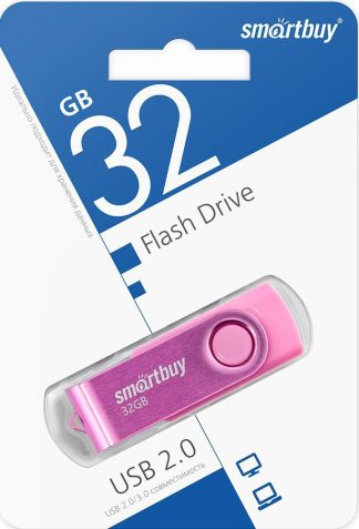 USB флеш накопитель 32 Gb SmartBuy Twist Pink пластик-металл/поворотная/ SB032GB2TWP