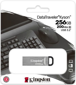 USB флеш накопитель_256 Gb Kingston DT Kyson DTKN/256GB / USB 3.2 / Read 200Mb/s/Write 60Mb/s