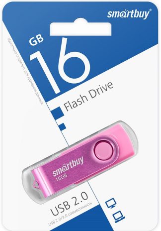 USB флеш накопитель 16 Gb SmartBuy Twist Pink пластик-металл/поворотная/ SB016GB2TWP