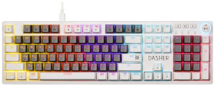 Клавиатура игровая механическая Defender Dasher GK-472 RU сер-белый 104 кл./ переключатели YH red  / радужн. подсветка