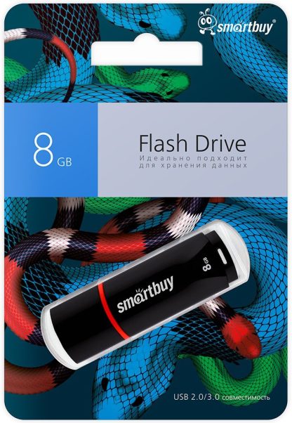 USB флеш накопитель  8 Gb SmartBuy Crown Black Snake Edition   SB8GBCRKSN