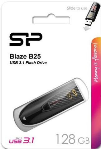 USB флеш накопитель_128 Gb Silicon Power Blaze B25 Black USB 3.1 / SP128GBUF3B25V1K