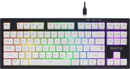 Клавиатура игровая Defender Harpie GK-401 RU черн-белый 87 клавиш / радужная подсветка / кабель 1,5м.