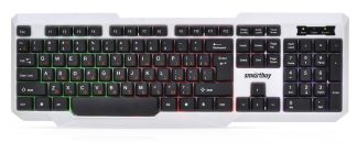 Клавиатура проводная Smartbuy ONE 333 USB бело-черная с подсветкой /  SBK-333U-WK
