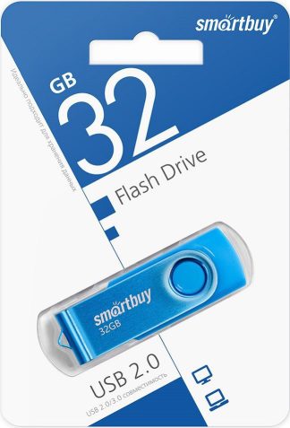 USB флеш накопитель 32 Gb SmartBuy Twist Blue пластик-металл/поворотная/ SB032GB2TWB