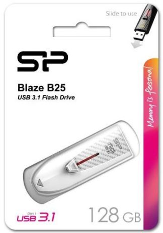 USB флеш накопитель_128 Gb Silicon Power Blaze B25 White USB 3.1 / SP128GBUF3B25V1W