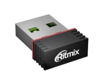 Wi-F -адаптер Ritmix RWA-120 Wi-Fi 4; 2.4 ГГц; 150 Мбит/с; 802.11b/g/n