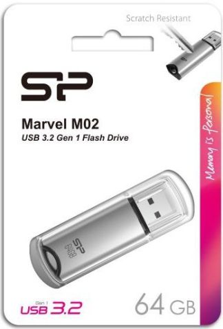 USB флеш накопитель 64 Gb Silicon Power Marvel M02 Silver USB 3.0 / SP064GBUF3M02V1S