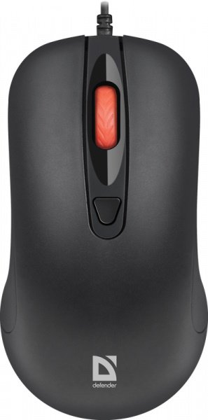 Мышь проводная Defender Omega MB-522 черная 500-1600 dpi / силиконовое колесо прокрутки