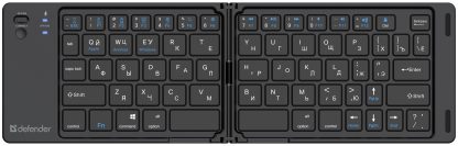 Клавиатура беспроводная Defender Enigma SB-094 RU черный / BT / компактная 
складная/ 66 клавиш/ аккумулятор