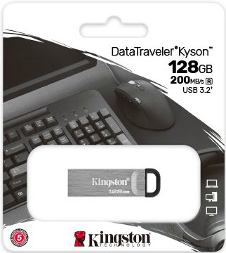 USB флеш накопитель_128 Gb Kingston DT Kyson DTKN/128GB / USB 3.2 / Read 200Mb/s/Write 60Mb/s