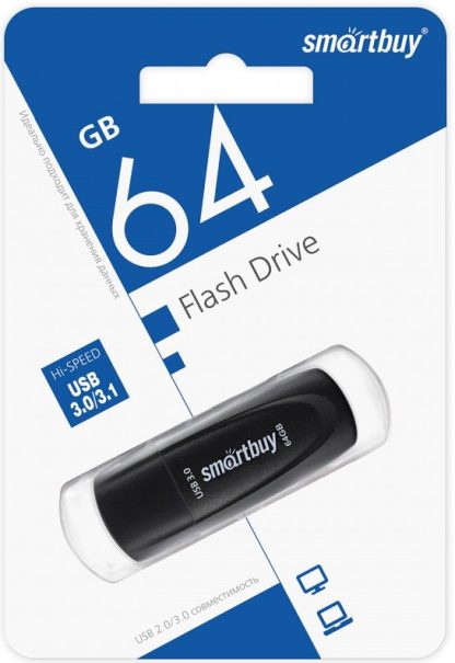 USB флеш накопитель 64 Gb SmartBuy Scout Black USB3.0 SB064GB3SCK