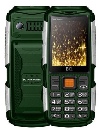 Сотовый телефон BQ M-2430 Tank Power Green Silver 4000mAh, вибро, 2 фонарика, функция Powerbank