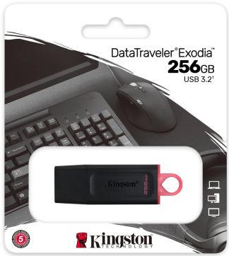 USB флеш накопитель_256 Gb Kingston DT Exodia Black DTX/256GB / USB 3.2 / красное кольцо